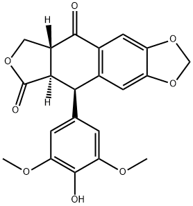 Furo[3',4':6,7]naphtho[2,3-d]-1,3-dioxole-5,8-dione, 5a,6,8a,9-tetrahydro-9-(4-hydroxy-3,5-dimethoxyphenyl)-, (5aR,8aR,9R)-|4'-去甲基鬼臼毒酮