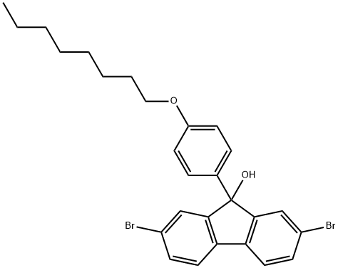 2,7-二溴-9-(4-(辛氧基)苯基)-9H-芴-9-醇,938078-12-7,结构式