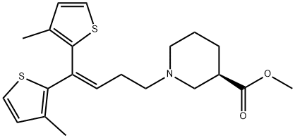 3-Piperidinecarboxylic acid, 1-[4,4-bis(3-methyl-2-thienyl)-3-buten-1-yl]-, methyl ester, (3R)- Structure