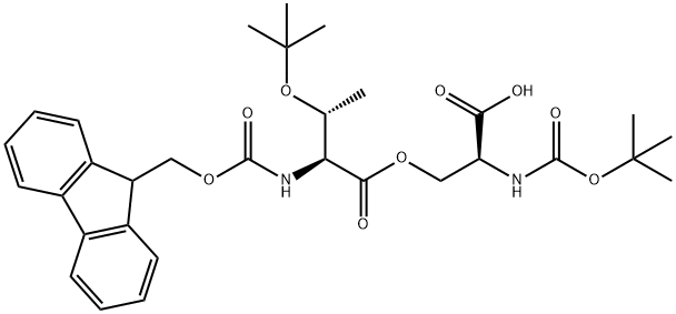(S)-3-(((2S,3R)-2-((((9H-芴-9-基)甲氧基)羰基)氨基)-3-(叔丁氧基)丁酰基)氧基)-2-((叔丁氧基羰基)氨基)丙酸, 944283-12-9, 结构式