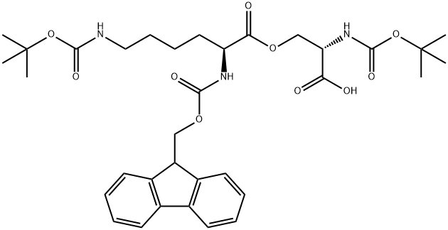 (Tert-Butoxy)Carbonyl Ser((9H-Fluoren-9-yl)MethOxy]Carbonyl Lys(Boc))-OH Struktur