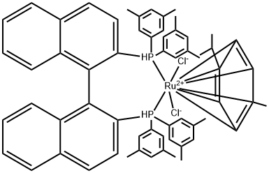 Chloro{(R)-(+)-2,2'-bis[di(3,5-xylyl)phosphino]-1,1'-binaphthyl}(p-cymene)ruthenium(II) chloride [RuCl(p-cymene)((R)-xylbinap}]Cl Structure