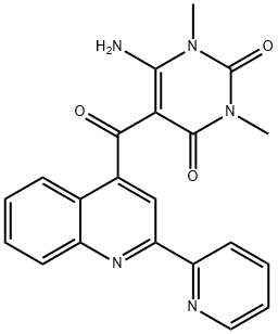 2,4(1H,3H)-Pyrimidinedione, 6-amino-1,3-dimethyl-5-[[2-(2-pyridinyl)-4-quinolinyl]carbonyl]-, 945008-17-3, 结构式