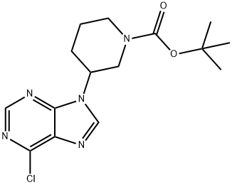 (RS)-1-N-tert-butyloxycarbonyl-3-(6-chloropurin-9-yl)piperidine,945896-25-3,结构式