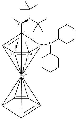 (R)-1-[(S)-2-(二环己基膦基)二茂铁基]乙基二叔丁基膦, 950982-61-3, 结构式