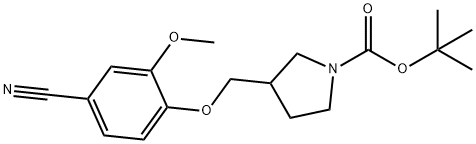 N-BOC-3-[(4-氰基-2-甲氧基苯酚)甲基]-1-吡咯烷, 954234-94-7, 结构式