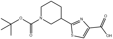 2-(1-(叔丁氧基羰基)哌啶-3-基)噻唑-4-羧酸, 955401-18-0, 结构式