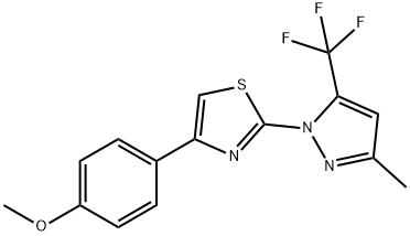 Thiazole, 4-(4-methoxyphenyl)-2-[3-methyl-5-(trifluoromethyl)-1H-pyrazol-1-yl]- Structure