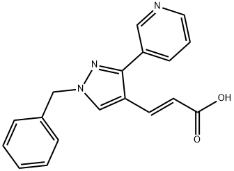 (2E)-3-[1-苄基-3-(吡啶-3-基)-1H-吡唑-4-基]丙-2-烯酸 结构式