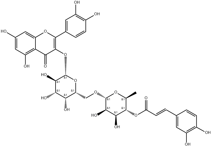 槲皮素-3-O-[4-O-反式-咖啡酰基-ALPHA-L-鼠李糖-(1→6)-BETA-D-半乳糖苷, 957110-26-8, 结构式