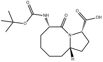 (3S,6S,10AS)-6-((叔丁氧基羰基)氨基)-5-氧杂十二烷基氢吡咯并[1,2-A]偶氮辛-3-羧酸 结构式