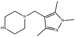 1-[(1,3,5-トリメチル-1H-ピラゾール-4-イル)メチル]ピペラジン 化学構造式