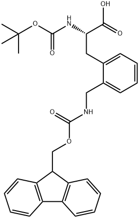 (S)-3-(2-(((((9H-芴-9-基)甲氧基)羰基)氨基)甲基)苯基)-2-((叔丁氧基羰基)氨基)丙酸, 959573-16-1, 结构式