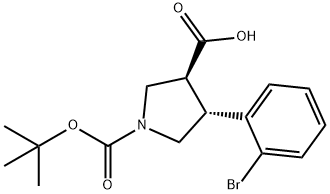 Boc-(±)-trans-4-(2-bromo-phenyl)-pyrrolidine-3-carboxylic acid Structure