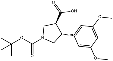 trans-1-(tert-butoxycarbonyl)-4-(3，5-dimethoxyphenyl)pyrrolidine-3-carboxylic acid Structure