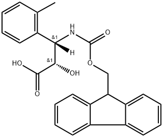 (2S,3S)-3-((((9H-芴-9-基)甲氧基)羰基)氨基)-2-羟基-3-(邻甲苯基)丙酸,959578-55-3,结构式