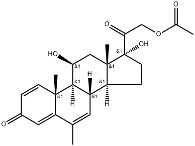 (11β)-21-(Acetyloxy)-11,17-dihydroxy-6-methylpregna-1,4,6-triene-3,20-dione, 98423-66-6, 结构式