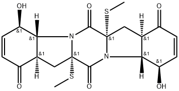 (4R,4aβ,7aα,11aβ,14aα)-4β,11β-Dihydroxy-6aα,13aα-di(methylthio)-4,4a,6a,7,11,11a,14,14a-octahydro-1H,6H-pyrazino[1,2-a:4,5-a']diindole-1,6,8,13(7aH,13aH)-tetrone 结构式