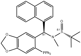 [S(R)]-N-[(R)-[6-(Diphenylphosphino)benzo[d][1,3]dioxol-5-yl]-1-naphthalenylmethyl]-N,2-dimethyl-2-propanesulfinamide, 2565792-42-7, 结构式