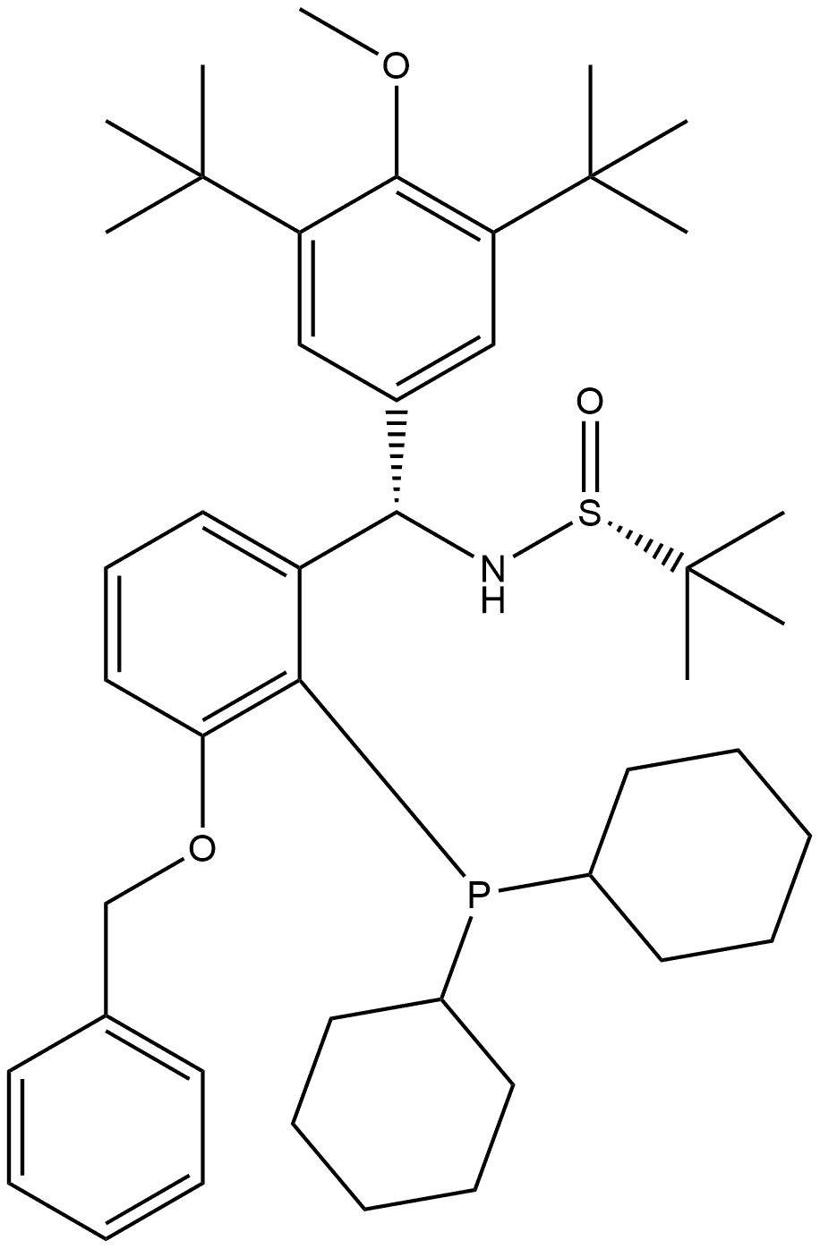 [S(R)]-N-[(S)-[3,5-Di-tert-butyl-4-methoxyphenyl][(3-benzyloxy-2-(dicyclohexylphosphino)phenyl)methyl]-2-methyl-2-propanesulfinamide, 2565792-48-3, 结构式