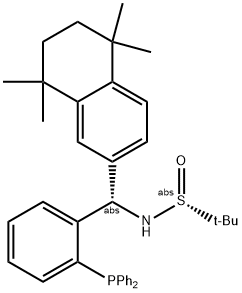 S(R)]-N-((S)-(2-(Diphenylphosphino)phenyl)(5,6,7,8-tetrahydro-5,5,8,8-tetramethyl-2-naphthalenyl)methyl]-2-methyl-2-propanesulfinamide Structure
