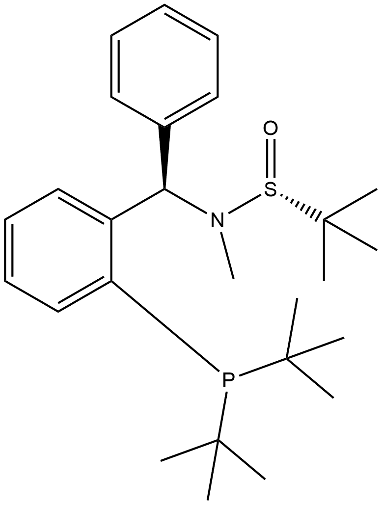 [S(R)]-N-[(1R)-1-[2-(Di-tert-butylphosphanyl)phenyl]phenylmethyl]-N,2-dimethyl-2-propanesulfinamide Structure