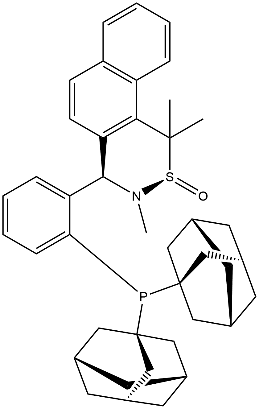 [S(R)]-N-[(R)-[2-(Diadamantanphosphino)phenyl](2-naphthalenyl)methyl]-N,2-dimethyl-2-propanesulfinamide Structure