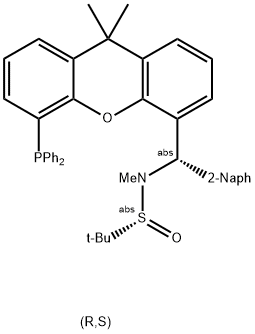 [S(R)]-N-[(S)-(2-萘基)[5-(二苯基膦)-9,9-二甲基-9H-氧杂蒽]甲基]-N-甲基-2-叔丁基亚磺酰胺 结构式