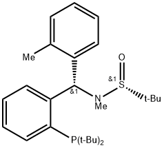 [S(R)]-N-[(S)-[2-(Di-tert-butylphosphanyl)(2-methylphenyl)phenyl]methyl]-N,2-dimethyl-2-propanesulfinamide Structure