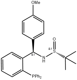 [S(R)]-N-[(R)-[2-(Diphenylphosphino)phenyl](4-methoxyphenyl)methyl]-2-methyl-2-propanesulfinamide, 1595319-96-2, 结构式