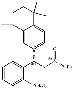 [S(R)]-N-[(S)-[2-(二叔丁基膦)苯基](5,6,7,8-四氢-5,5,8,8-四甲基-2-萘基)甲基]-2-叔丁基亚磺酰胺 结构式