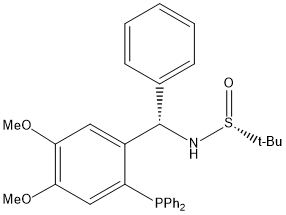 [S(R)]-N-[(S)-[2-(二苯基膦)-4,5-二甲氧基苯基](4-苯基)甲基]-2-叔丁基亚磺酰胺 结构式
