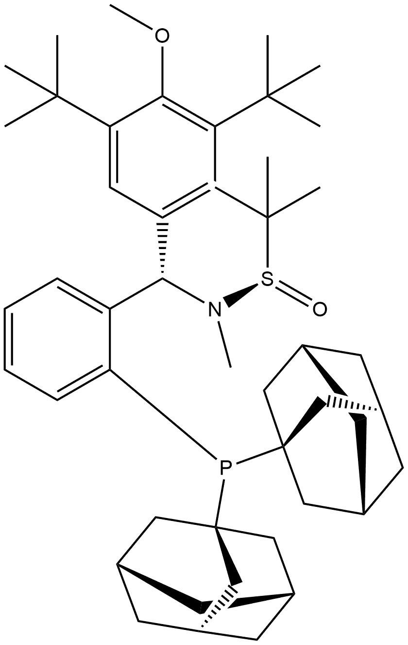 [S(R)]-N-[(S)-[3,5-二叔丁基-4-甲氧基苯基][2-(二金刚烷基膦)苯基]甲基]-N-甲基-2-叔丁基亚磺酰胺 结构式