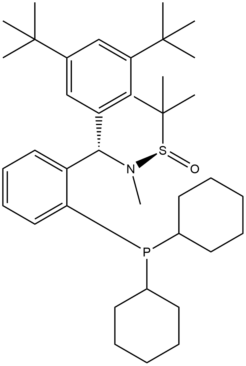 [S(R)]-N-[(S)-3,5-Bis(dimethylethyl)phenyl][2-(dicyclohexylphosphanyl)phenyl]-N,2-dimethyl-2-propanesulfinamide 结构式