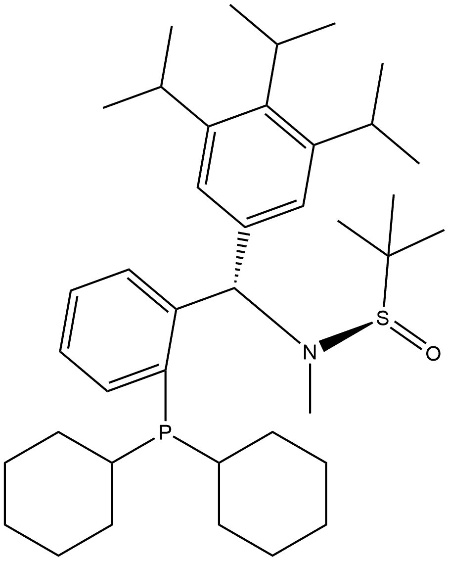 S(R)]-N-[(S)-[2-(二环己基膦)苯基](2,4,6-三异丙基苯基)甲基]-N-甲基-2-叔丁基亚磺酰胺, , 结构式