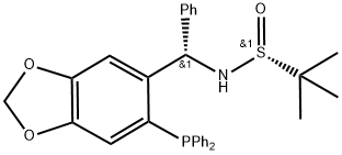 [S(R)]-N-[(S)-[6-(Diphenylphosphino)benzo[d][1,3]dioxol-5-yl]phenylmethyl]-2-methyl-2-propanesulfinamide Structure