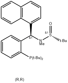 [S(R)]-N-[(R)-2-(Di-tert-butylphosphino)phenyl]-1-naphthalenylmethyl]-N,2-dimethyl-2-propanesulfinamide Structure