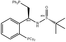 [S(R)]-N-[(1S)-2-(Diphenylphosphino)-1-[2-(dicyclohexylphosphanyl)phenyl]ethyl]-2-methyl-2-propanesulfinamide Structure