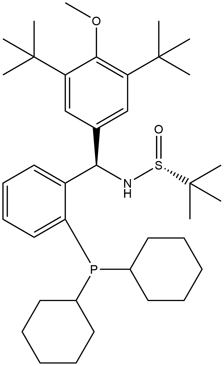 [S(R)]-N-[(R)-[3,5-Bis(1,1-dimethylethyl)-4-methoxyphenyl][2-(dicyclohexylphosphino)phenyl]methyl]-2-methyl-2-propanesulfinamide Structure