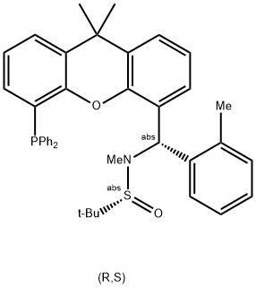 [S(R)]-N-[(S)-(2-苯甲基)[5-(二苯基膦)-9,9-二甲基-9H-氧杂蒽]甲基]-N-甲基-2-叔丁基亚磺酰胺 结构式