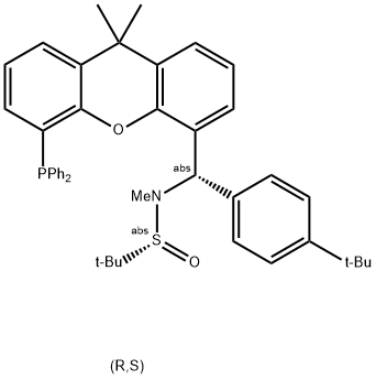 [S(R)]-N-[(S)-(4-叔丁基苯基)[5-(二苯基膦)-9,9-二甲基-9H-氧杂蒽]甲基]-N-甲基-2-叔丁基亚磺酰胺 结构式