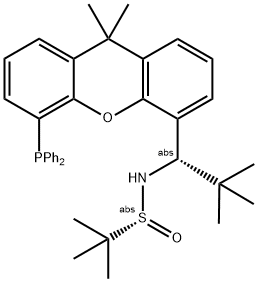 [S(R)]-N-[(1S)-1-[5-(Diphenylphosphino)-9,9-dimethyl-9H-xanthen-4-yl]-2,2-dimethylpropyl]-2-methyl-2-propanesulfinamide Structure