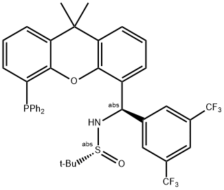 [S(R)]-N-[(R)-[3,5-二(三氟甲基)苯基][5-(二苯基膦)-9,9-二甲基-9H-氧杂蒽]甲基]-2-叔丁基亚磺酰胺, , 结构式