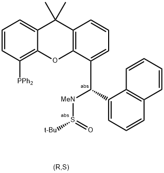 [S(R)]-N-[(S)-(1-萘基)[5-(二苯基膦)-9,9-二甲基-9H-氧杂蒽]甲基]-N-甲基-2-叔丁基亚磺酰胺 结构式
