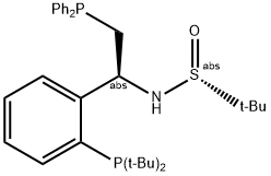 [S(R)]-N-[(1S)-2-(二苯基膦)-1-[2-(二叔丁基膦)苯基]乙基]-2-叔丁基亚磺酰胺, , 结构式