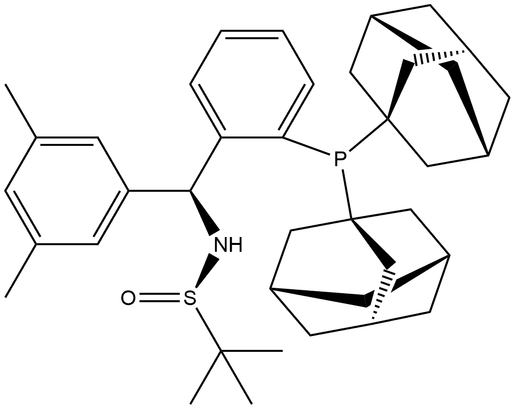 [S(R)]-N-[(S)-(3,5-二甲基苯基)[2-(二金刚烷基膦)苯基]甲基]-2-叔丁基亚磺酰胺 结构式