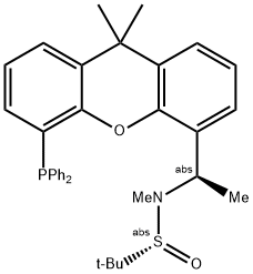 [S(R)]-N-[(R)-[5-(二苯基膦)-9,9-二甲基-9H-氧杂蒽]乙基]-N-甲基-2-叔丁基亚磺酰胺, , 结构式