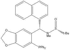 [S(R)]-N-[(S)-[6-(二苯基膦)苯并[D][1,3]-二氧戊环-5基]-1-萘基甲基]-N-甲基-2-叔丁基亚磺酰胺 结构式