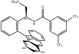 N-[(S)-1-((r)-2-(anthracen-9-yl)phenyl)-2-(diphenylphosphanyl)ethyl]-3,5-bis(trifluoromethyl)benzamide Struktur