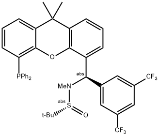 [S(R)]-N-[(R)-[3,5-二(三氟甲基)苯基][5-(二苯基膦)-9,9-二甲基-9H-氧杂蒽]甲基]-N-甲基-2-叔丁基亚磺酰胺 结构式